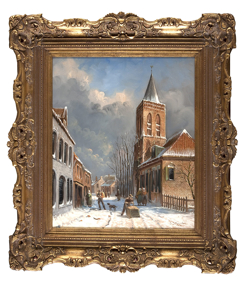 Oud Ede Grotestraat-in-de-Winter-door-J-van-Diggelen